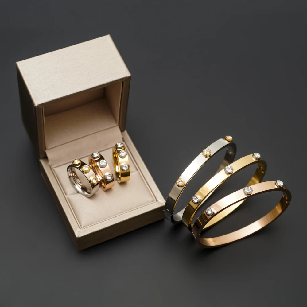 Roman Elements Crystal Bangles Bracelets Wedding Bangles Gift Luxury Charm Bangles For Women Men Wedding Jewelry