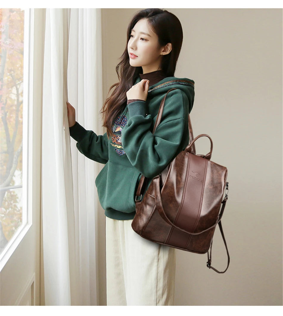 Ladies Travel Backpack Mochila Feminina Anti Theft Sac Women Leather Backpack High Quality Bagpack School Bags for Teenage Girls