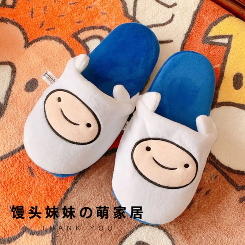 HKSNG Cute indoor Slippers Adventure Time Slippers Lovers Soft Girl Slippers Finn Plush Shoes Home Slippers Children Gifts