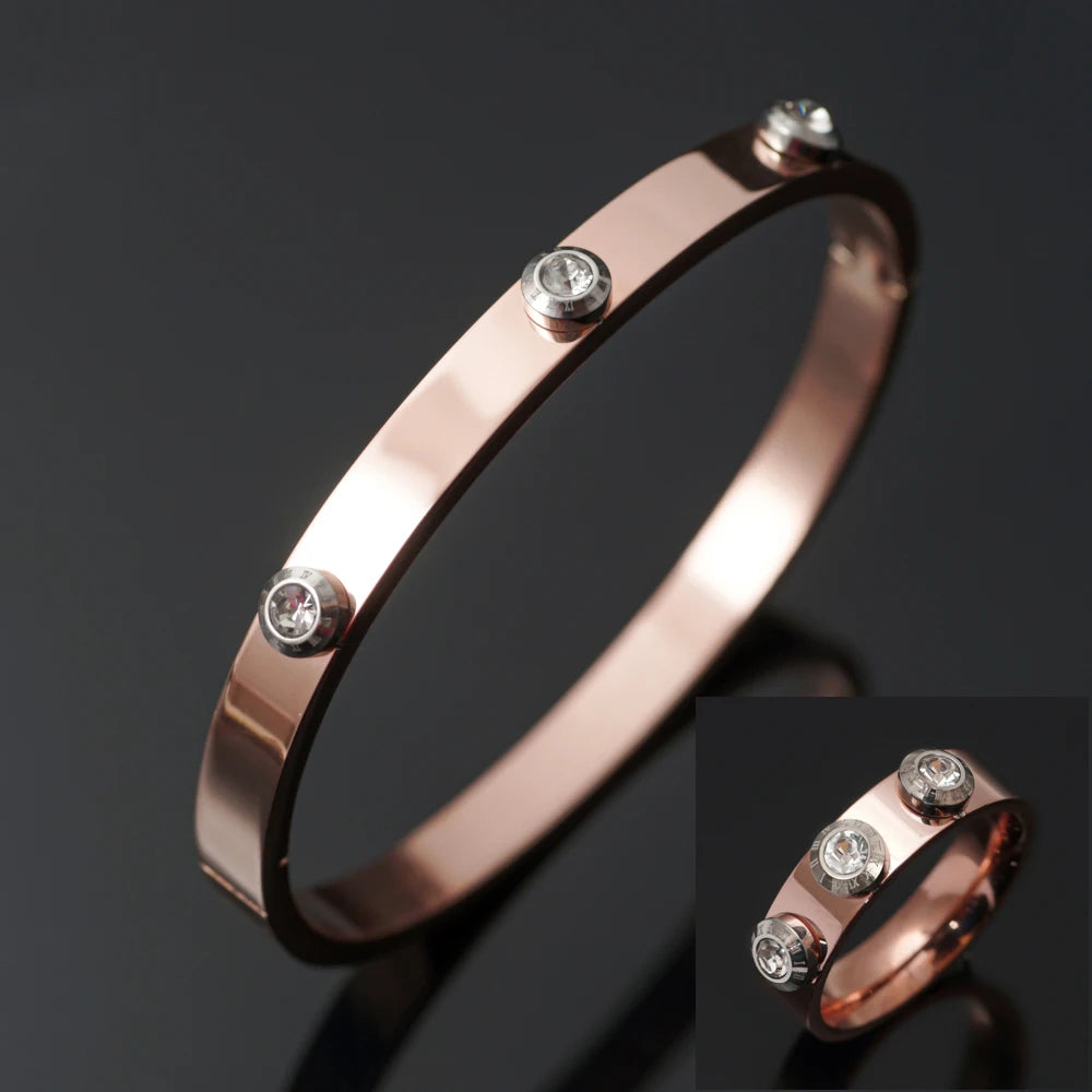 Roman Elements Crystal Bangles Bracelets Wedding Bangles Gift Luxury Charm Bangles For Women Men Wedding Jewelry