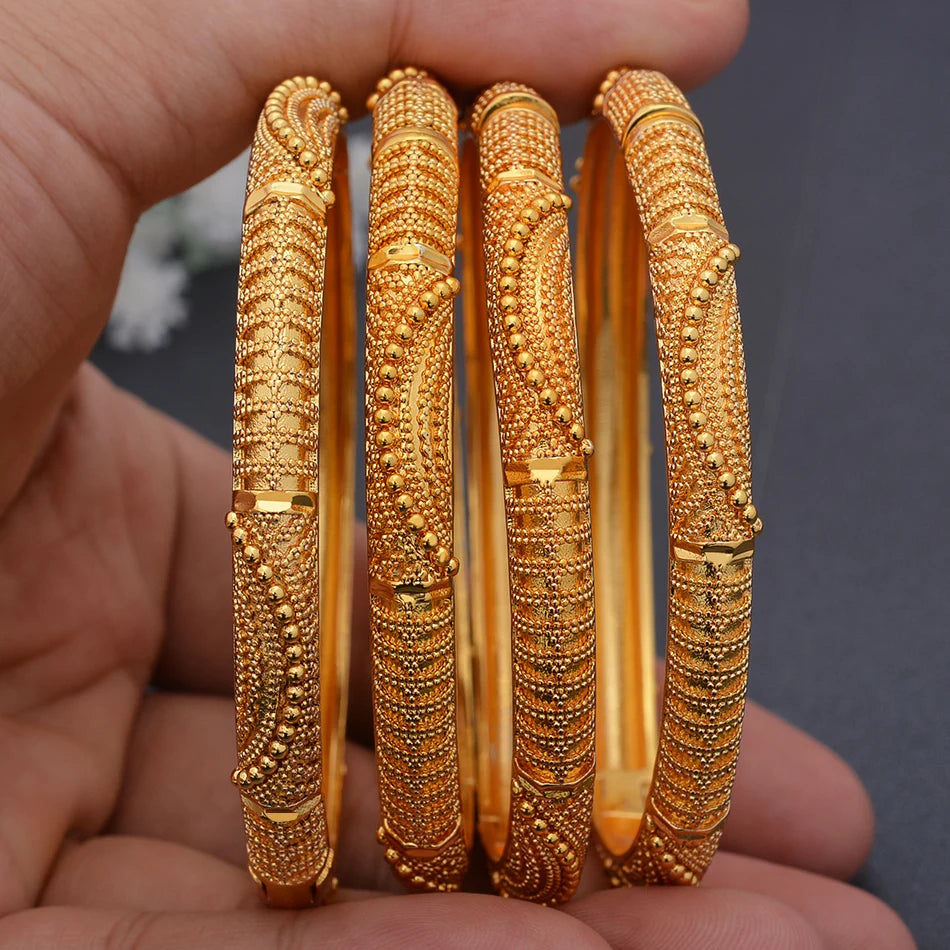 24K Bangles Dubai Gold Color Wedding Bangles For Women Men Saudi Arab Bracelet&Bangles Jewelry