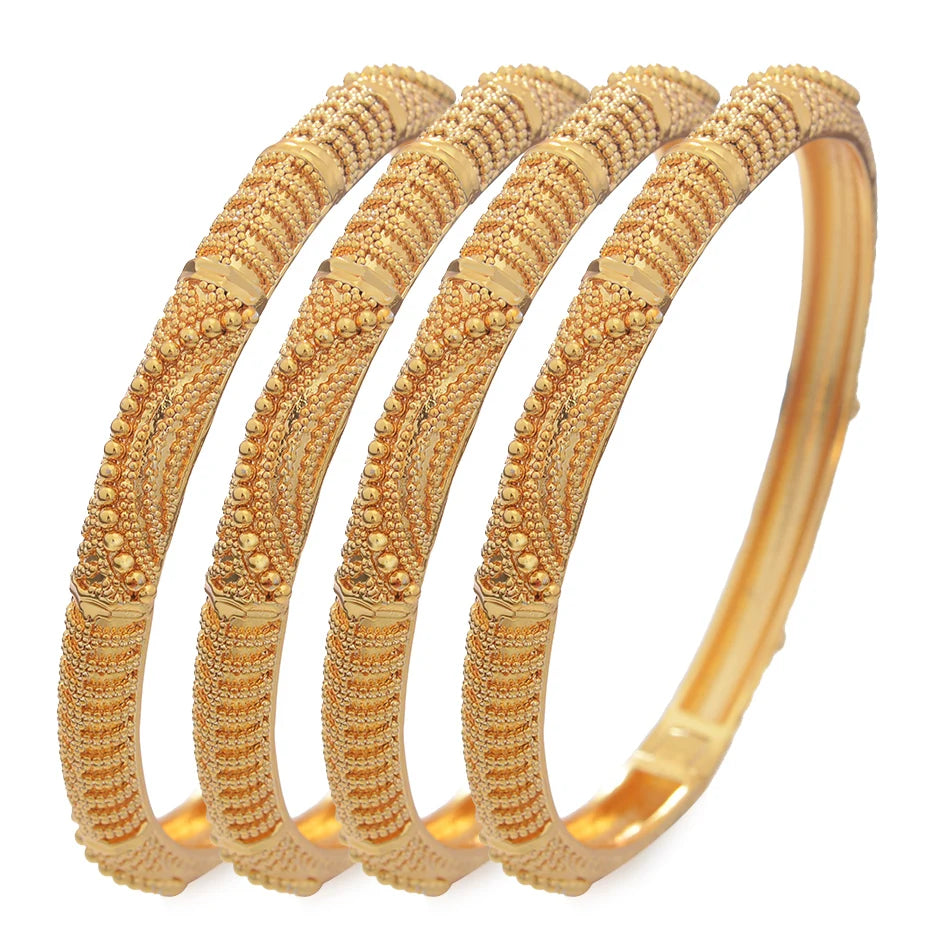 24K Bangles Dubai Gold Color Wedding Bangles For Women Men Saudi Arab Bracelet&Bangles Jewelry