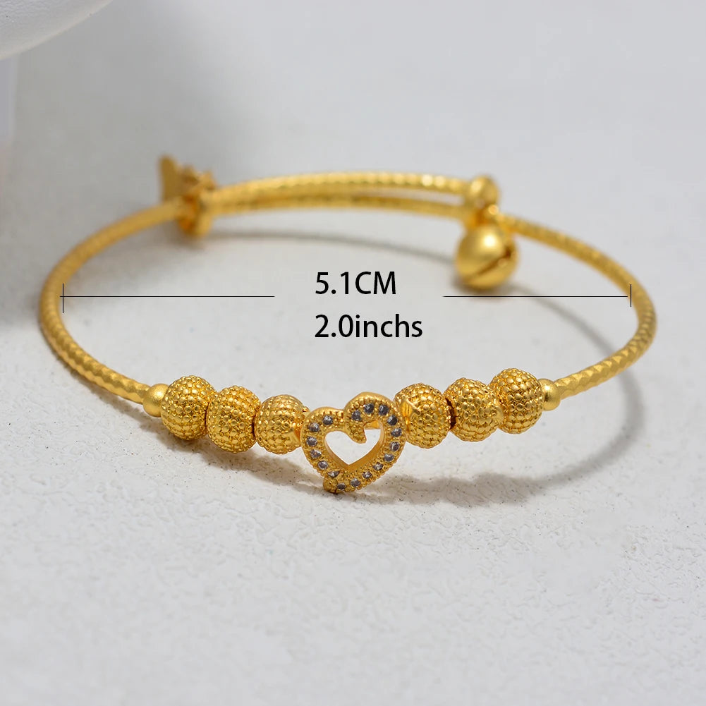 Dubai Arab Heart Stone Gold Jewelry Gold Color Bangles Child Bbay Children's Bangles Bracelets Ethiopian Jewelry Bangles Gift