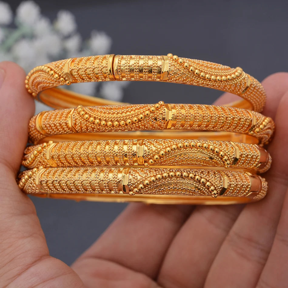 24K Bangles Dubai Gold Color Wedding Bangles For Women Men Saudi Arab Bracelet&Bangles Jewelry