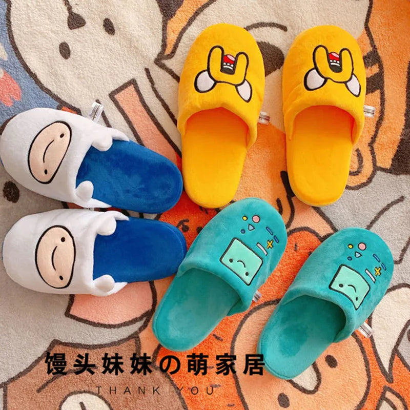 HKSNG Cute indoor Slippers Adventure Time Slippers Lovers Soft Girl Slippers Finn Plush Shoes Home Slippers Children Gifts