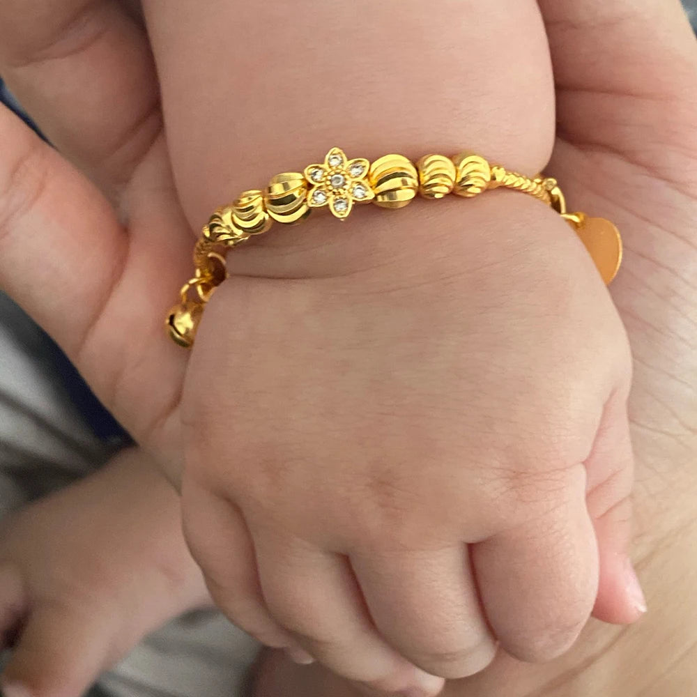 24K 4pcs Ethnic Gold Color Dubai Bangles Kids Bracelet Luxury Bracelet Dubai Bangles Child Jewelry Birthday Present