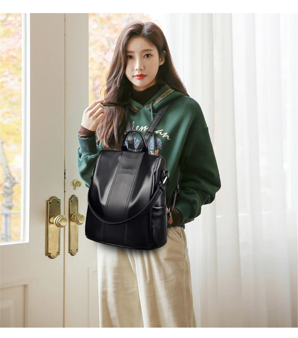 Ladies Travel Backpack Mochila Feminina Anti Theft Sac Women Leather Backpack High Quality Bagpack School Bags for Teenage Girls