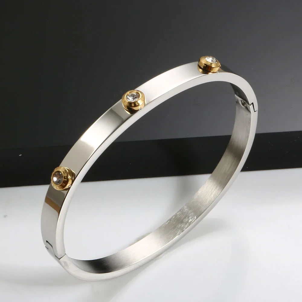 Roman Elements Crystal Bangles Bracelets Wedding Bangles Gift Luxury Charm Bangles For Women Men Wedding Jewelry