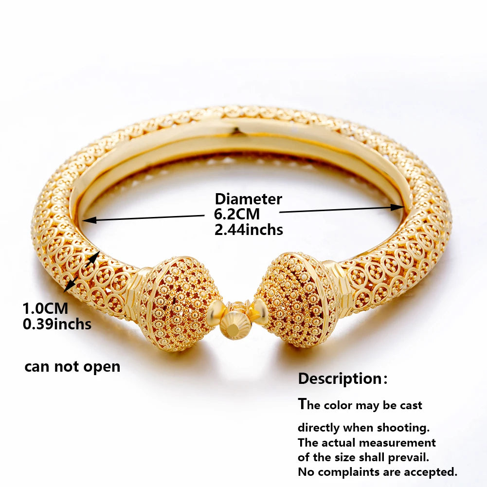24k Luxury wedding Dubai Bangles Gold Color Bangles For Women Girls Wedding Bride India Bangles Bracelets Jewelry Gift Can Open
