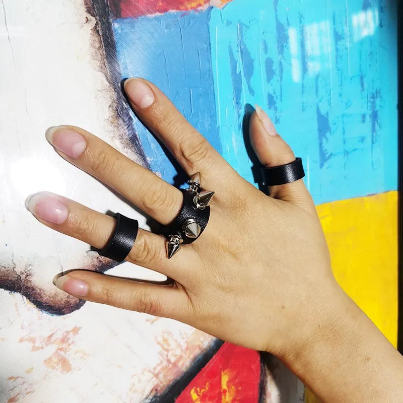 2020 Fashion Real Leather Ring For Women Designer Punk Style Jewelry Rings Handmade Artificial Jewelry Wholesale Ring Finger