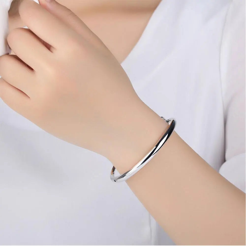 ANENJERY Silver Color Bangles Simple Adjustable Bracelets & Bangles For Women S-B55