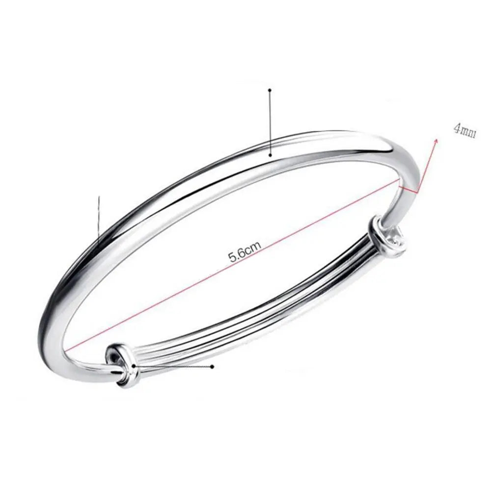 ANENJERY Silver Color Bangles Simple Adjustable Bracelets & Bangles For Women S-B55