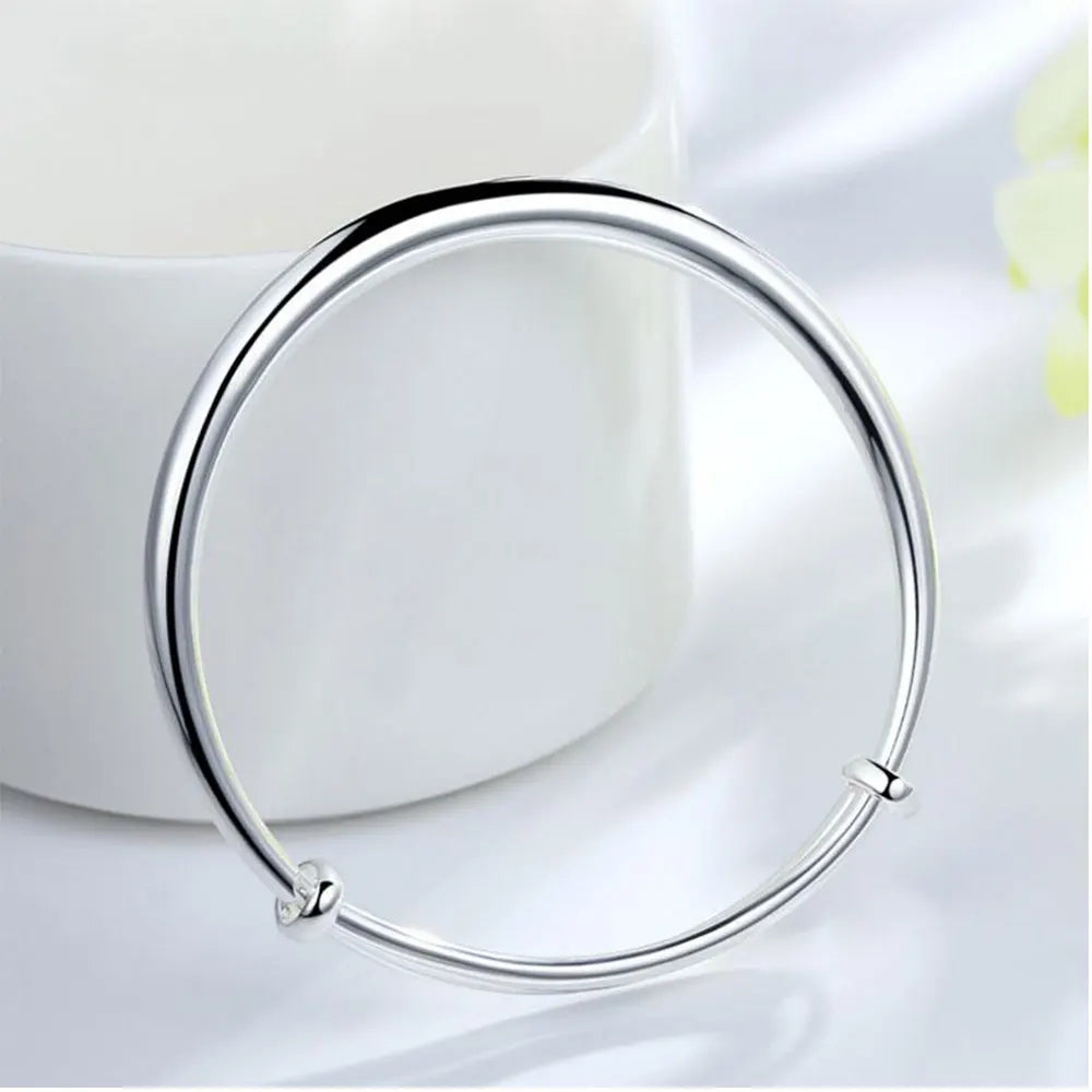 ANENJERY Silver Color Bangles Simple Adjustable Bracelets & Bangles For Women S-B55