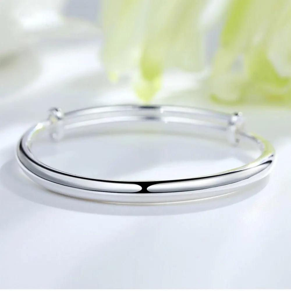 ANENJERY Silver Color Bangles Simple Adjustable Bracelets & Bangles For Women S-B55