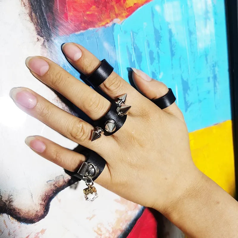 2020 Fashion Real Leather Ring For Women Designer Punk Style Jewelry Rings Handmade Artificial Jewelry Wholesale Ring Finger