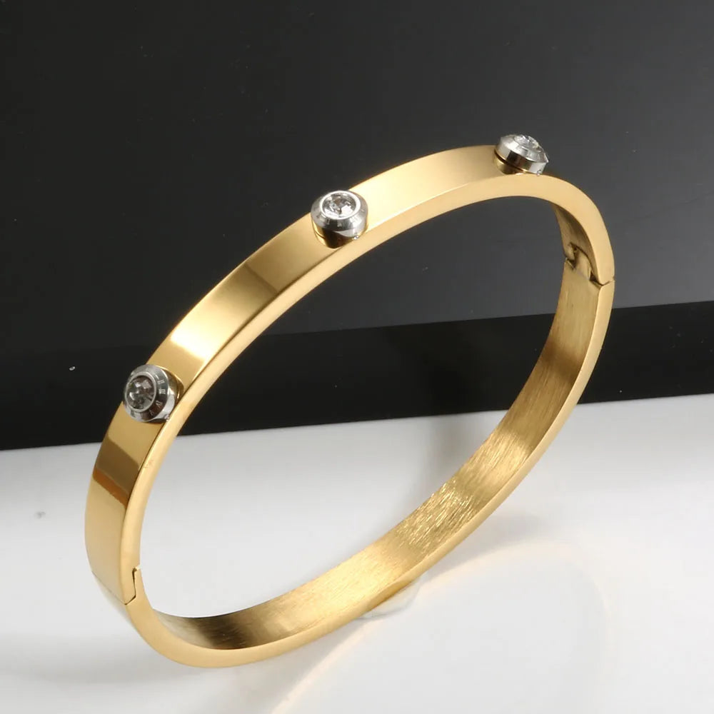 Roman Elements Crystal Bangles Bracelets Wedding Bangles Gift Luxury Charm Bangles For Women Men Wedding Jewelry