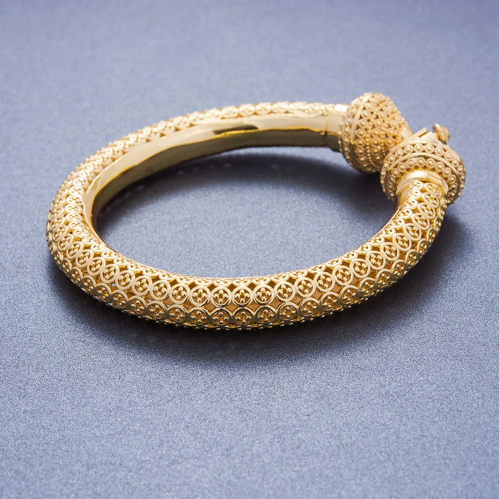 24k Luxury wedding Dubai Bangles Gold Color Bangles For Women Girls Wedding Bride India Bangles Bracelets Jewelry Gift Can Open
