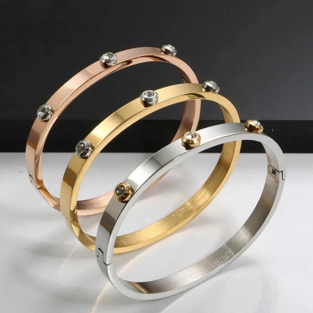 Roman Elements Crystal Bangles Bracelets Wedding Bangles Gift Luxury Charm Bangles For Women Men Wedding Jewelry