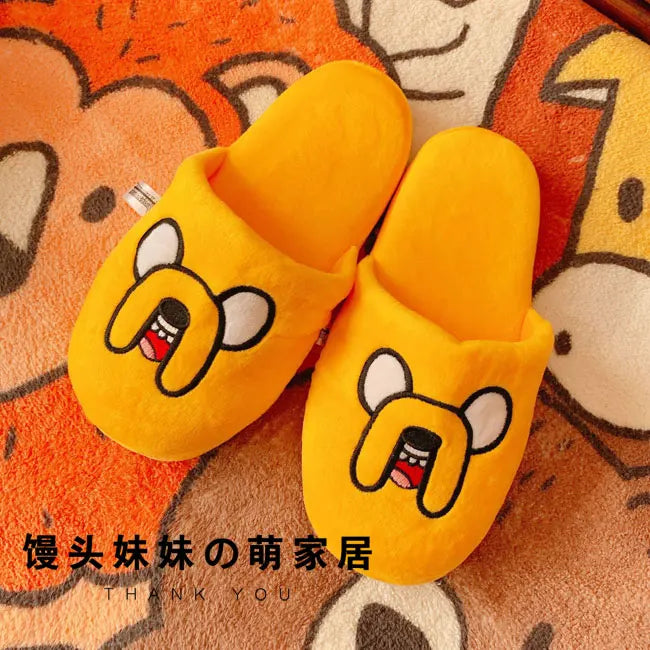 HKSNG Cute indoor Slippers Adventure Time Slippers Lovers Soft Girl Slippers Finn Plush Shoes Home Slippers Children Gifts