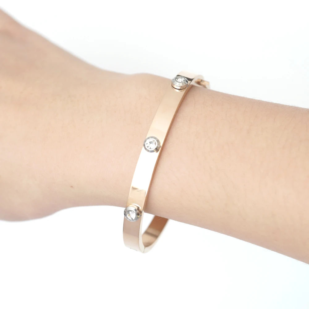 Roman Elements Crystal Bangles Bracelets Wedding Bangles Gift Luxury Charm Bangles For Women Men Wedding Jewelry