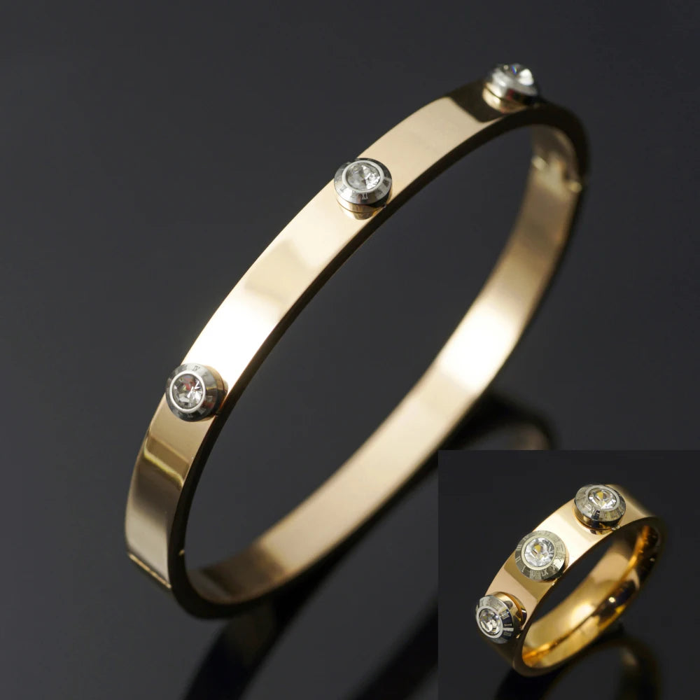 Roman Elements Crystal Bangles Bracelets Wedding Bangles Gift Luxury Charm Bangles For Women Men Wedding Jewelry