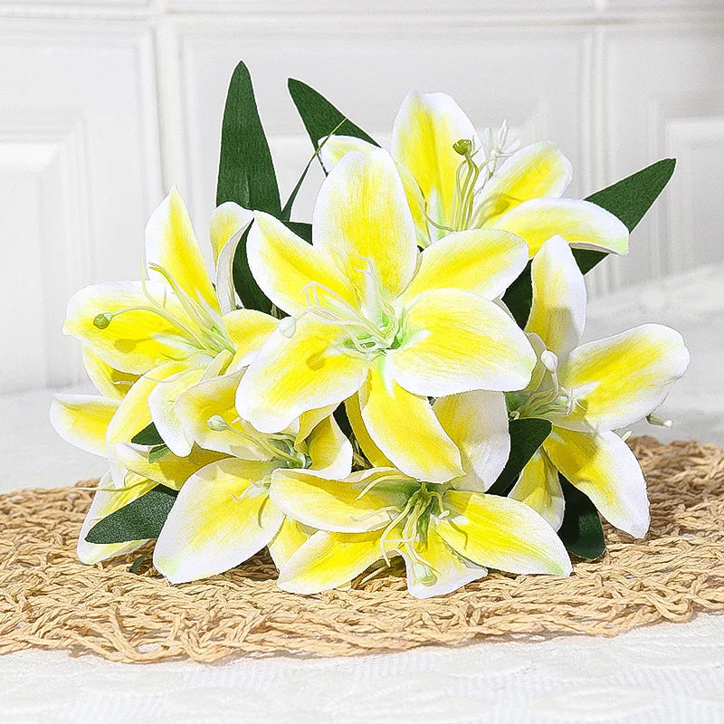 35cm rainbow rayon large bouquet of lilies bouquet artificial jewelry flowers DIY wedding flower bride hand flower decoration