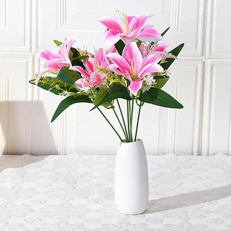 35cm rainbow rayon large bouquet of lilies bouquet artificial jewelry flowers DIY wedding flower bride hand flower decoration