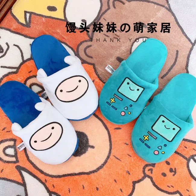 HKSNG Cute indoor Slippers Adventure Time Slippers Lovers Soft Girl Slippers Finn Plush Shoes Home Slippers Children Gifts