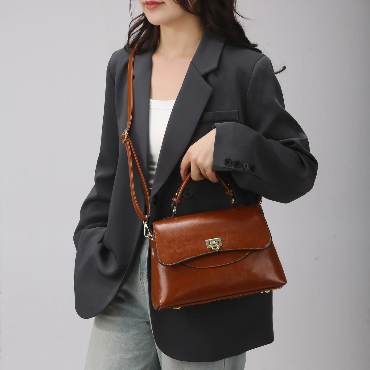 ladies handbags. Luxury 3-Piece PU Leather Women's Bag Set - Shoulder/Crossbody/Tote, Waterproof & Durable, Multi-Color Options