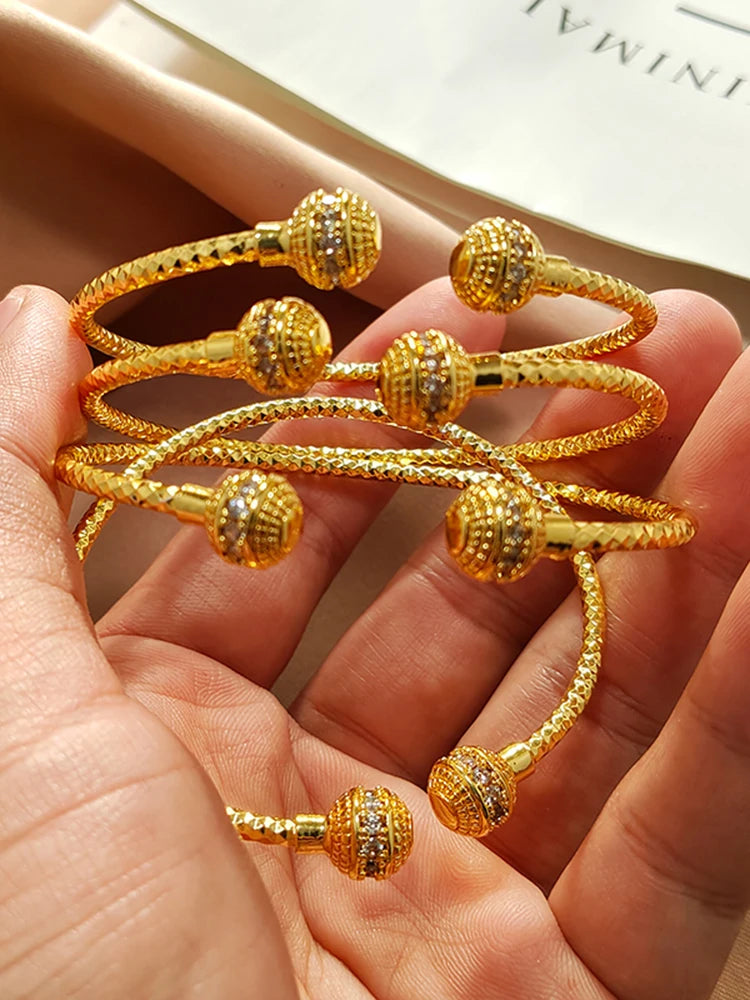 Gold Color Bangles For Women Girls Wedding Bracelet Bangles African Bridal Jewelery Bijoux Femme wedding Bangles jewelry