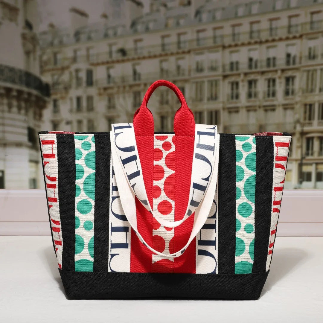 CH Classic Ladies Crossbody Bag Large Capacity Commuter Style Ladies Tote Bag Simple Stripe Design Ladies Shoulder Bag Letters
