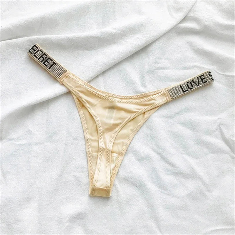 Shiny Rhinestone Thong Ladies Low Waist Panties Sexy Lingerie Ladies Briefs Underwear Panties Underwear Ladies Lingerie Thongs