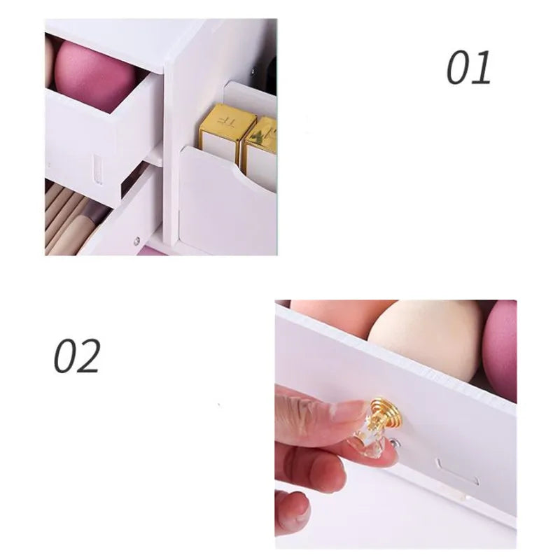 Makeup Organizer Large Capacity Cosmetic Storage Box Drawer Storage Jewelry Box Desktop NailPolish Makeup Container With Mirror