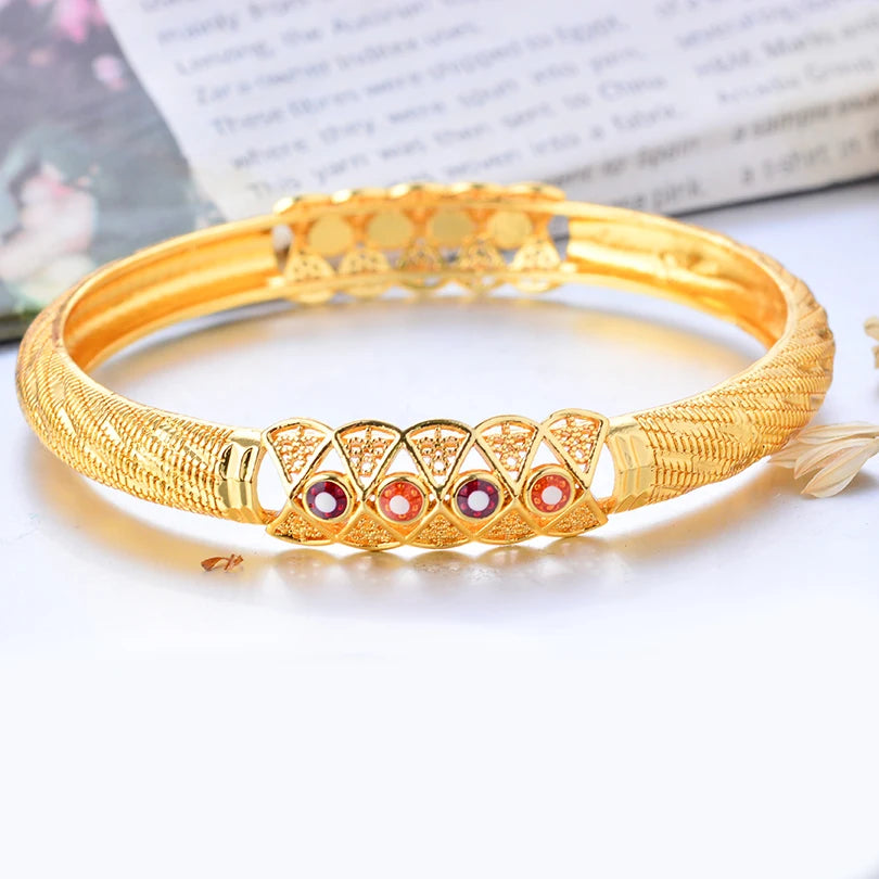 Dubai Arab Heart Stone Gold Jewelry Gold Color Bangles Child Bbay Children's Bangles Bracelets Ethiopian Jewelry Bangles Gift