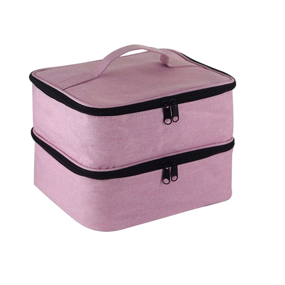 1PC 30 Bottles Pink Nail Dryer Organizer Box Nail Polish Storage Bag Essential Oil Case Cosmetic Handbag Nailpolish Organizer