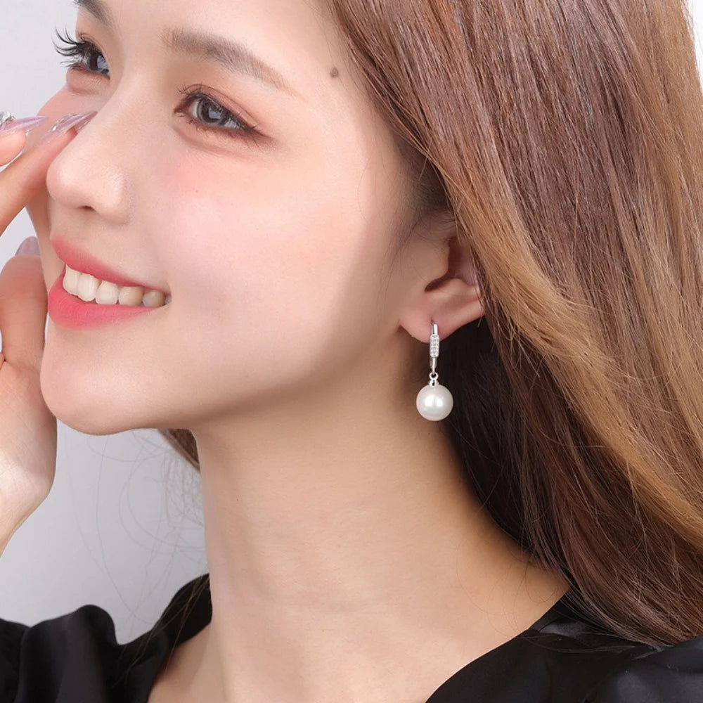 New imitation pearl earrings, inlaid crystal AAAAA zircon pendant earrings women's engagement party jewelry gift