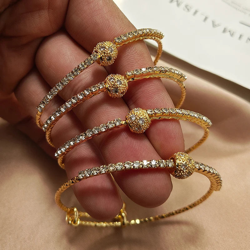 Gold Color Bangles For Women Girls Wedding Bracelet Bangles African Bridal Jewelery Bijoux Femme wedding Bangles jewelry