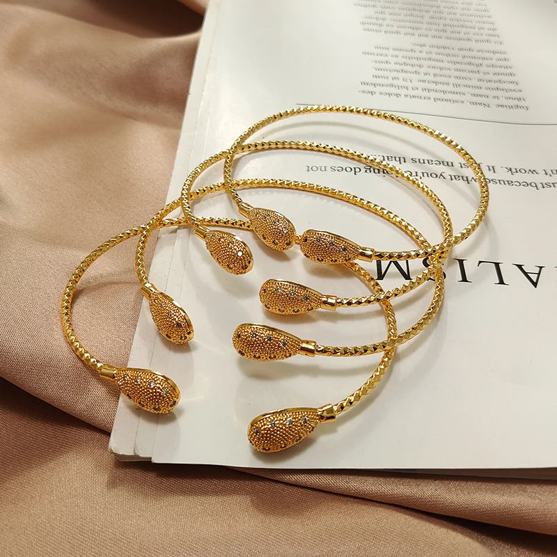 Gold Color Bangles For Women Girls Wedding Bracelet Bangles African Bridal Jewelery Bijoux Femme wedding Bangles jewelry