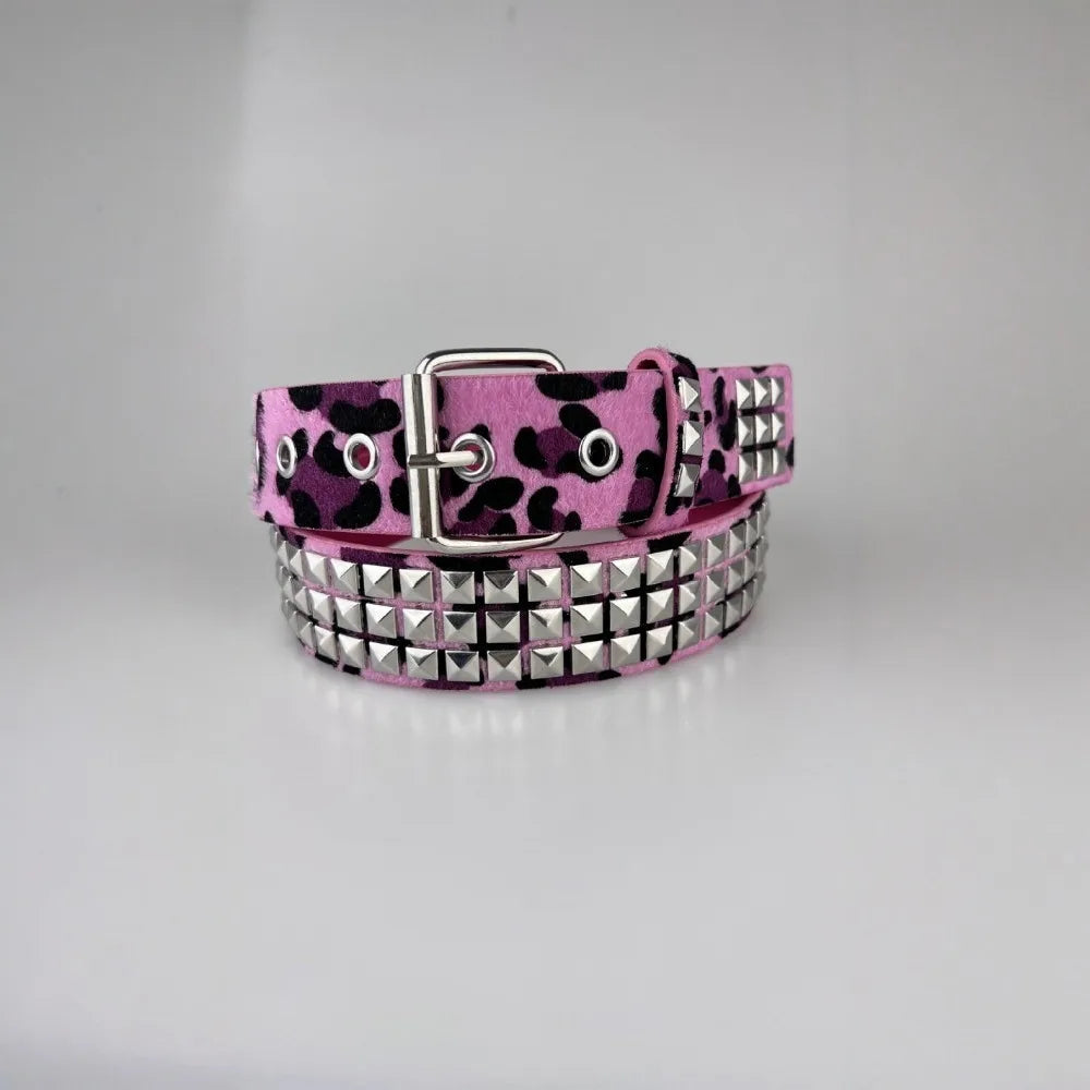 Ladies Square Bead Rivet Pyramid Inlaid Belt, Ladies Punk Hip Hop Belt, Ladies Fashion Trend Versatile Belt LR1943