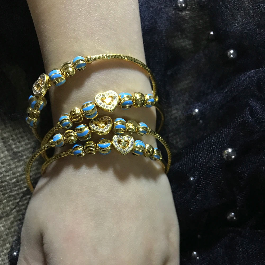 Baby Child Bangles Ethnic Dubai Gold Color Bangles Kids Bracelet Luxury Bracelet Dubai Bangles Child Jewelry Birthday Present