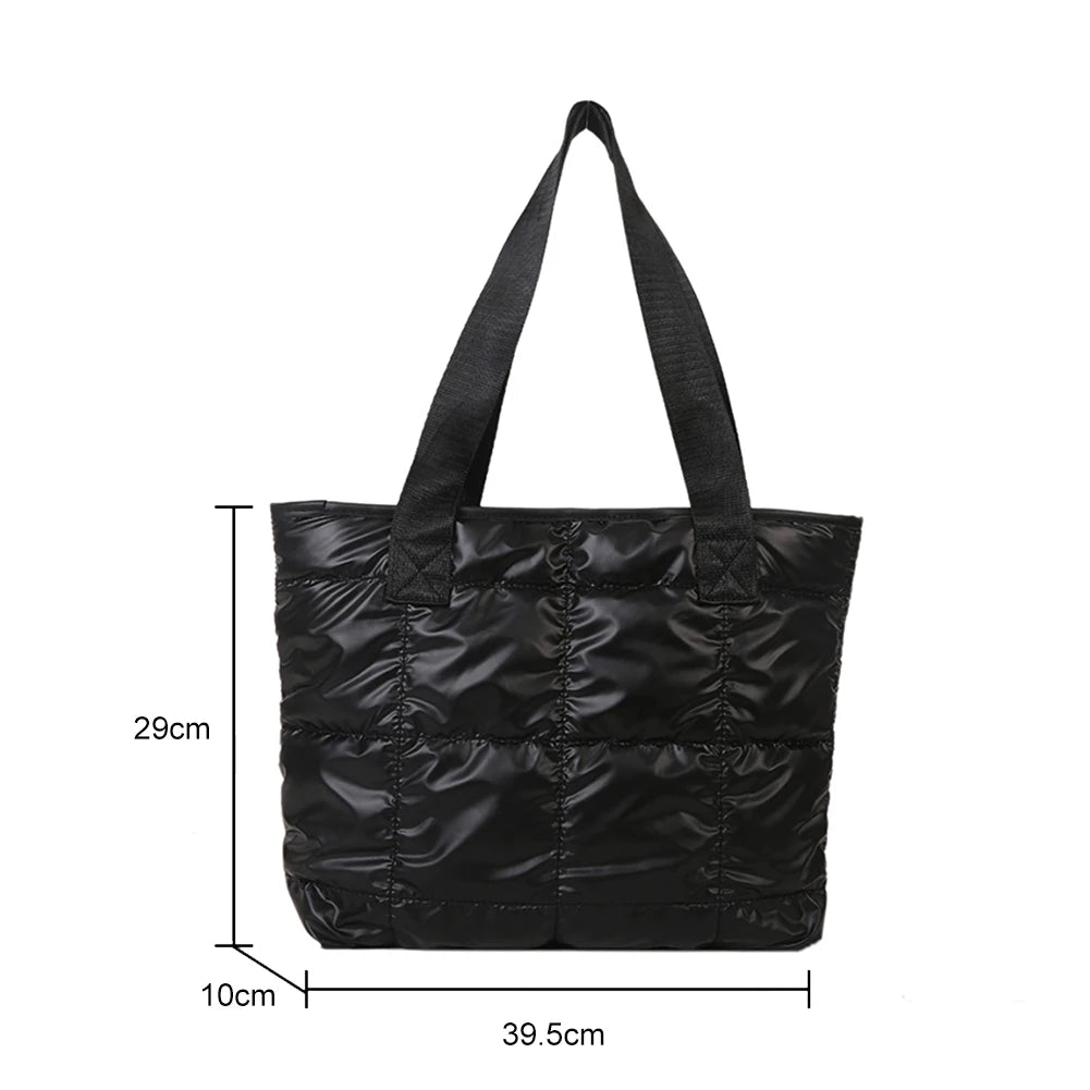 Fashion Ladies Tote Handbags Large Capacity Cotton Padded Top-handle Bags Rhombus Purses Handbags Quilted Solid for Office Work
