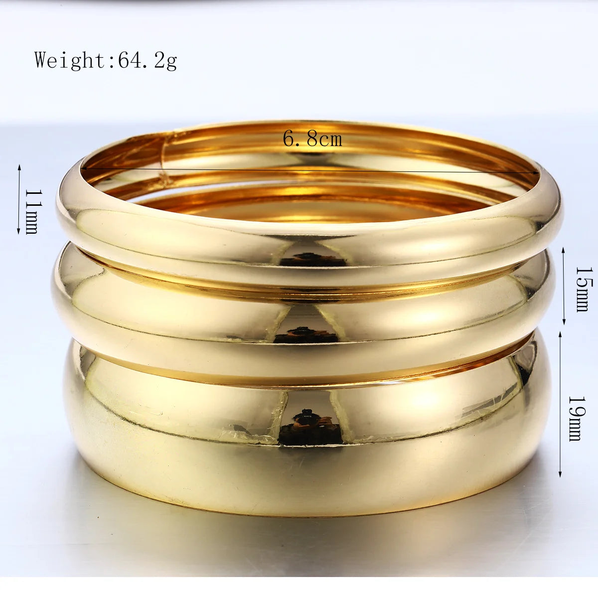 3 Pcs/Set Classic Gold Color Wide Bangles for Women Exaggerated Heavy Metal Big Bracelet Luxury Wedding Jewelry Accessories 2025