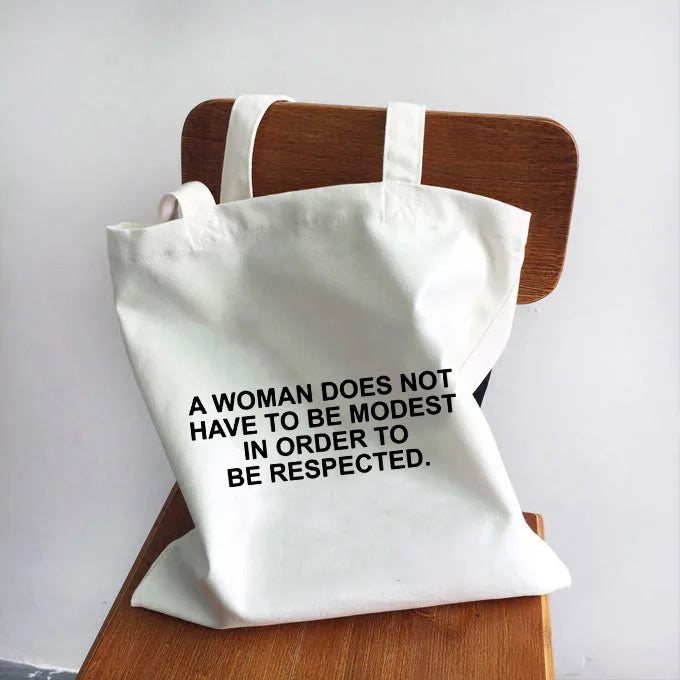Ladies Handbags Girl Power Quotes Canvas Tote Bag Shopping Travel Women Eco Reusable Shoulder Shopper Bags High Capacity
