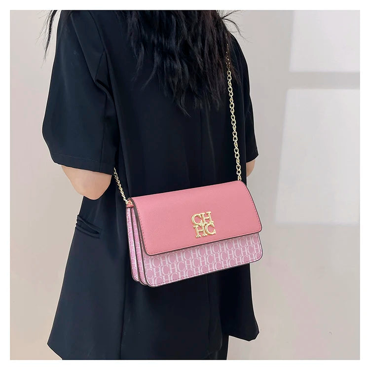CH Multi Embossed Ladies Handbag Classic Ladies Crossbody Bag Ladies Shoulder Bag Fashion Luxury Brand Pure Color Design