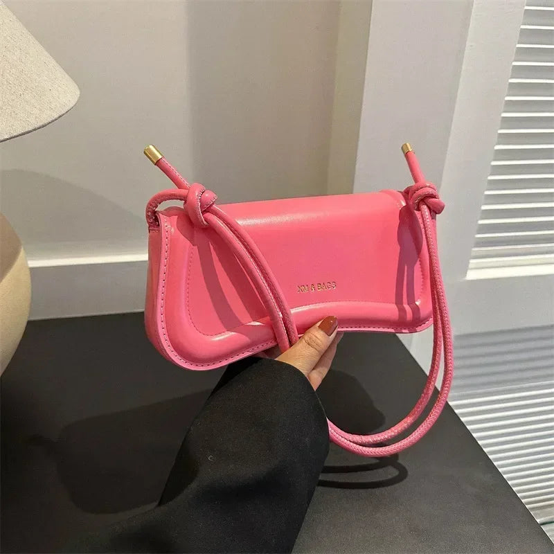 Ladies Shoulder Crossbody Bags Women Underarm Bags Solid Color Small Top-handle Bags Purse Female Daily Handbags PU Leather