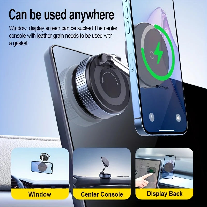 Magnetic Car Phone Holder 360° Rotation Folding With Vacuum Suction Cup For iPhone 12-16 Series Car/Gym/Driving Phone Holder