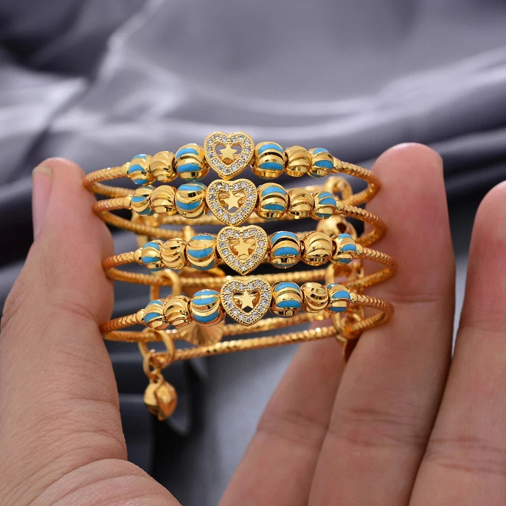 Baby Child Bangles Ethnic Dubai Gold Color Bangles Kids Bracelet Luxury Bracelet Dubai Bangles Child Jewelry Birthday Present