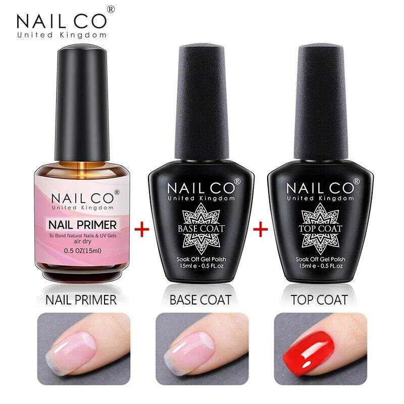NAILCO 15ml Top Coat Base Coat Gel Nail Primer Gel Remover Nail Art Semi Permanent Lacquer Varnish Hybrid Nail Supplies