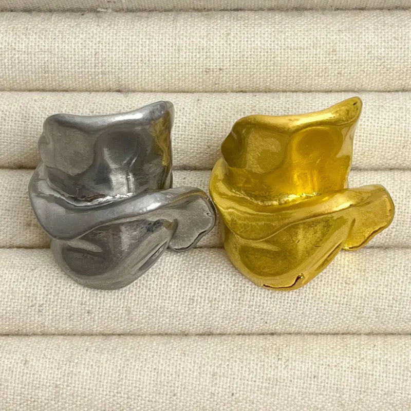 Modern Jewelry European and American Design Big Metal Irregular Rings For Women Party Gifts Exaggerative Accessories Hot Selling