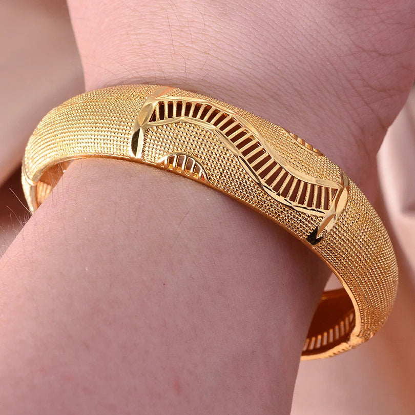 24K 1pcs France Dubai Bangles Gold Jewelry Gold Color Bangles For Ethiopian Bangles & Bracelets Ethiopian Jewelry Bangles